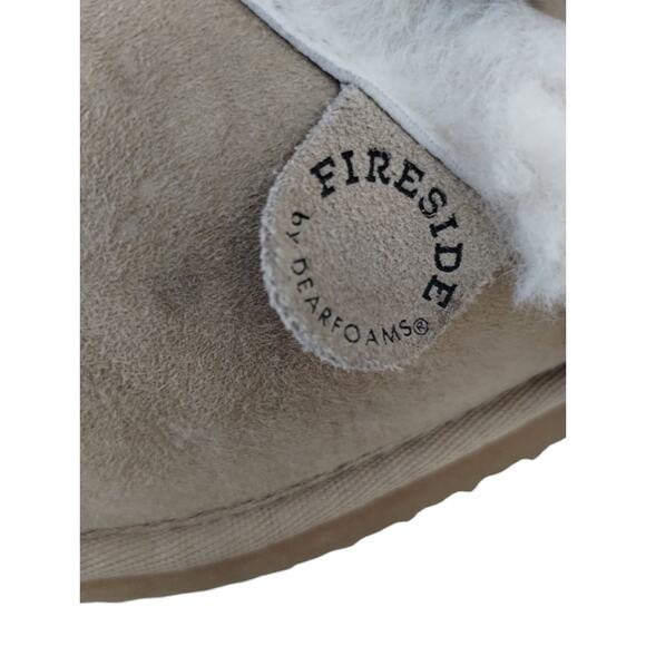 Dearfoams Fireside Women size 10 Sydney Genuine Shearling Moccasin Slippers soft - Picture 5 of 12